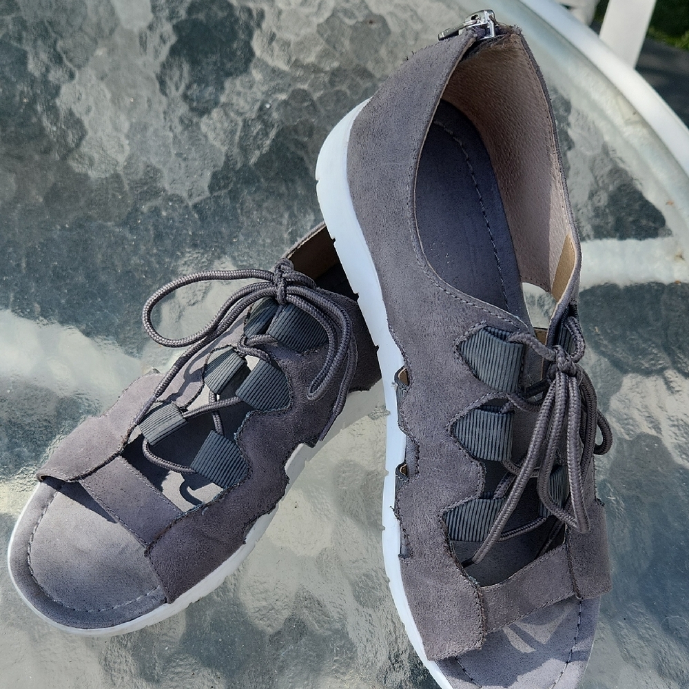 Adrienne Vittadini Gray Lace-Up Sandals